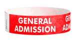A Tyvek®  3/4" x 10" Sheeted Pattern General Admission Red wristband