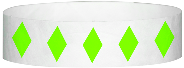 A Tyvek® 3/4" X 10" Diamond Neon Lime wristband