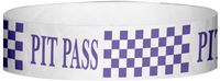 A Tyvek® 3/4" X 10" Pitt Pass Checker Purple wristband