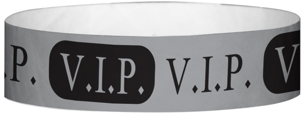 A Tyvek® 3/4" X 10" VIP Silver Wristband