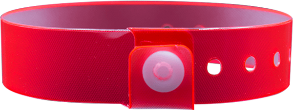 A Vinyl 3/4" x 10" L-Shape Snapped Solid Edge Glow Red wristband