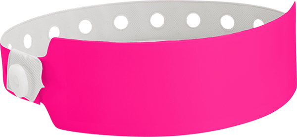 A Vinyl 1" x 10" Wide Face Snapped Solid Neon Pink wristband