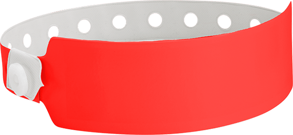 A Vinyl 1" x 10" Wide Face Snapped Solid Neon Red wristband