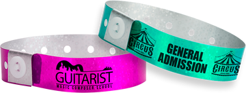 Custom Plastic 3/4" x 10" Holographic One Colour Imprint Snapped Wristbands