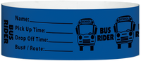 A Tyvek® 1" X 10" Bus Rider Blue wristband