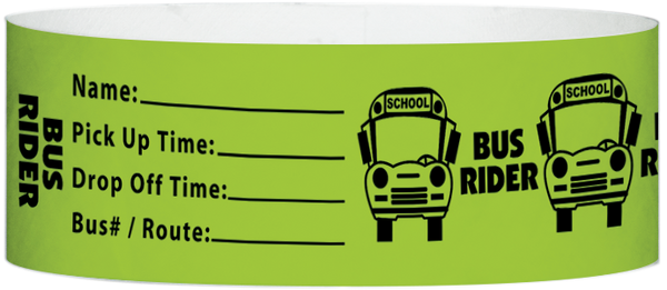 A Tyvek® 1" X 10" Bus Rider Neon Lime wristband