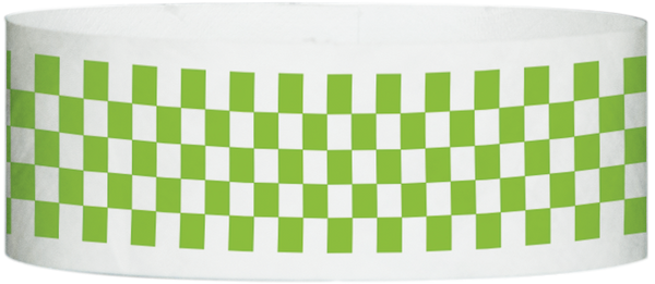 A Tyvek® 1" X 10" Checkerboard Neon Lime wristband