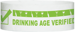 A Tyvek® 1" x 10"  Drinking Age Verified Neon Lime wristband
