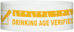 A Tyvek® 1" x 10"  Drinking Age Verified Neon Orange wristband