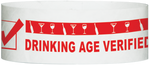 A Tyvek® 1" x 10"  Drinking Age Verified Red wristband