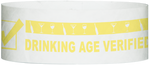 A Tyvek® 1" x 10"  Drinking Age Verified Yellow Glow wristband