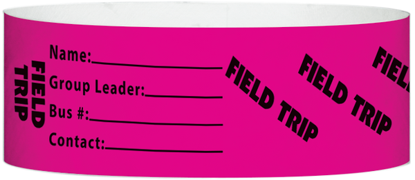 A Tyvek® 1" X 10" Field Trip Neon Pink wristband