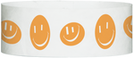 A Tyvek® 1" X 10" Happy Face Neon Orange wristband