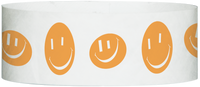 A Tyvek® 1" X 10" Happy Face Neon Orange wristband