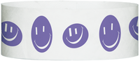 A Tyvek® 1" X 10" Happy Face Purple wristband