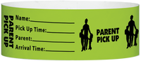 A Tyvek® 1" X 10" Parent Pickup Neon Lime wristband