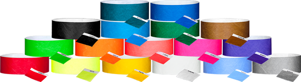 1" Tyvek® with stub solid 17 colour wristbands