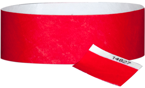 A 1" Tyvek® with stub solid Red wristband