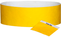 A 1" Tyvek® with stub solid Yellow wristband