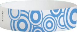 Tyvek® 3/4" x 10" Sheeted Pattern Blue Disks pattern wristbands