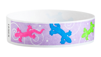 A Tyvek®  3/4" x 10" Sheeted Pattern Geckos Multicolored wristband
