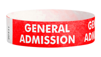 A Tyvek®  3/4" x 10" Sheeted Pattern General Admission Red wristband