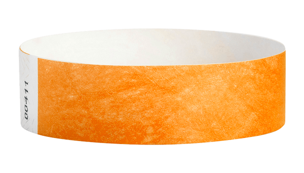 A Tyvek®  3/4" x 10" Sheeted Solid Neon Orange wristband