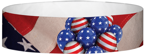 A Tyvek® 3/4" X 10" Forth Of July Wristband