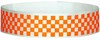 A Tyvek® 3/4" X 10" Checkerboard Neon Orange wristband