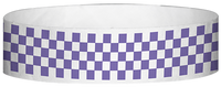 A Tyvek® 3/4" X 10" Checkerboard Purple wristband