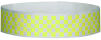 A Tyvek® 3/4" X 10" Checkerboard Yellow Glow wristband