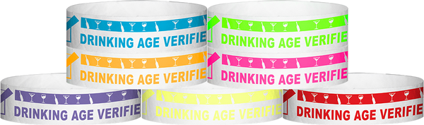 Tyvek® 3/4" x 10" DAV Drinking Age Verfication pattern wristbands