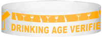 A Tyvek® 3/4" X 10" DAV Drinking Age Verfication Neon Orange wristband