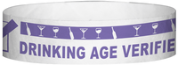 A Tyvek® 3/4" X 10" DAV Drinking Age Verfication Purple wristband