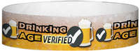 A Tyvek® 3/4" X 10" Drinking Age Verified Beer Glass Red wristband