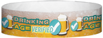 A Tyvek® 3/4" X 10" Drinking Age Verified Beer Glass Light Blue wristband