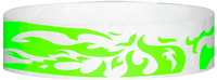 A Tyvek® 3/4" X 10" Flames Neon Lime wristband