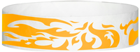 A Tyvek® 3/4" X 10" Flames Neon Orange wristband
