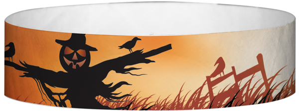 A Tyvek® 3/4" X 10" Spooky Scarecrow Wristband
