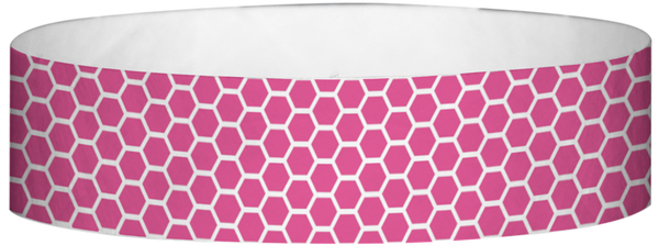 A Tyvek® 3/4" X 10" Honeycomb Pink wristband