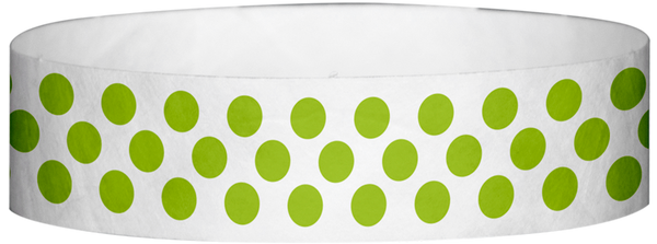 A Tyvek® 3/4" X 10" Polka Dot Neon Lime wristband