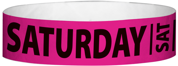 A Tyvek® 3/4" X 10" Saturday Neon Pink wristband