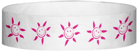 A Tyvek® 3/4" X 10" Sun Face Neon Pink wristband
