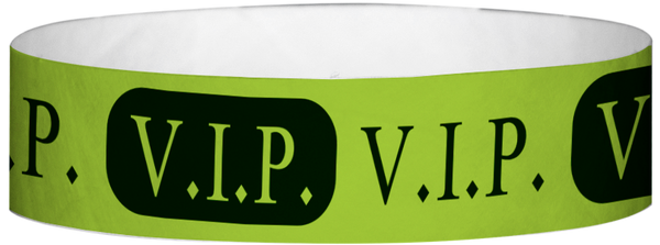 A Tyvek® 3/4" X 10" VIP Neon Lime Wristband