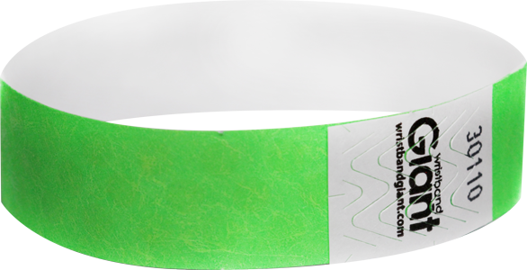 Tyvek® 3/4" x 10" Polka Dot Radiance Neon Lime wristbands