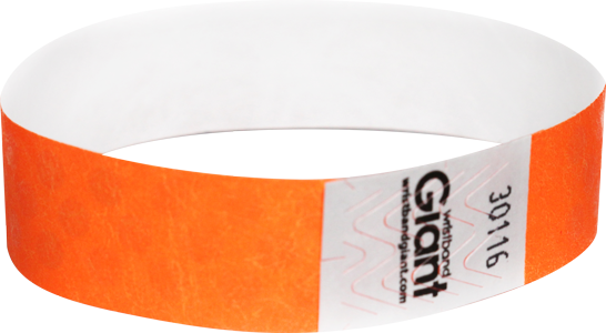 Tyvek® 3/4" x 10" Polka Dot Radiance Neon Orange wristbands