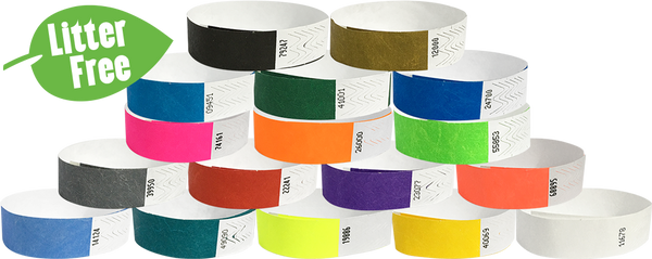 Litter Free 3/4" Tyvek® Wristband Solid Colour