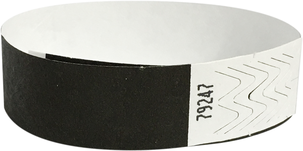 A 3/4" Tyvek® litter free solid Black wristband