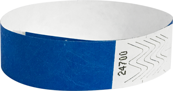 A 3/4" Tyvek® litter free solid Blue wristband