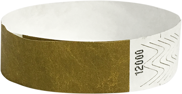 A 3/4" Tyvek® litter free solid Gold wristband